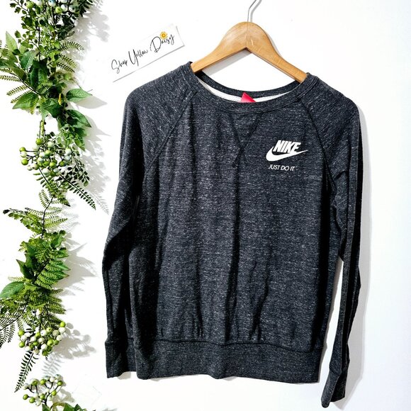 Nike Womens Just Do It Crewneck Sweatshirt Medium Dark Gray ~SW119.10 - Picture 1 of 4